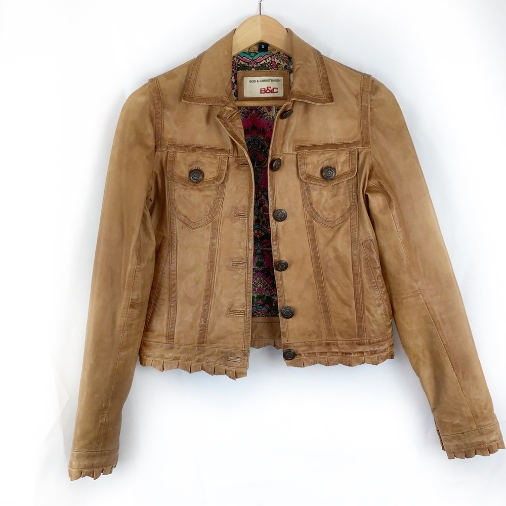 Bod & Christensen 100% Genuine Leather Button Front Jacket